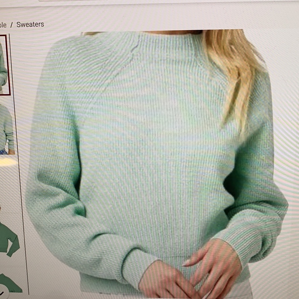 Free People Too Good mint green pullover sweater.